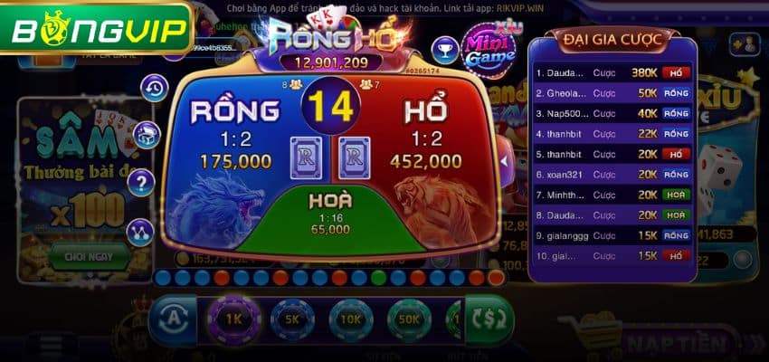 Rồng Hổ online BONGVIP là dòng game bài đổi thưởng xanh chín